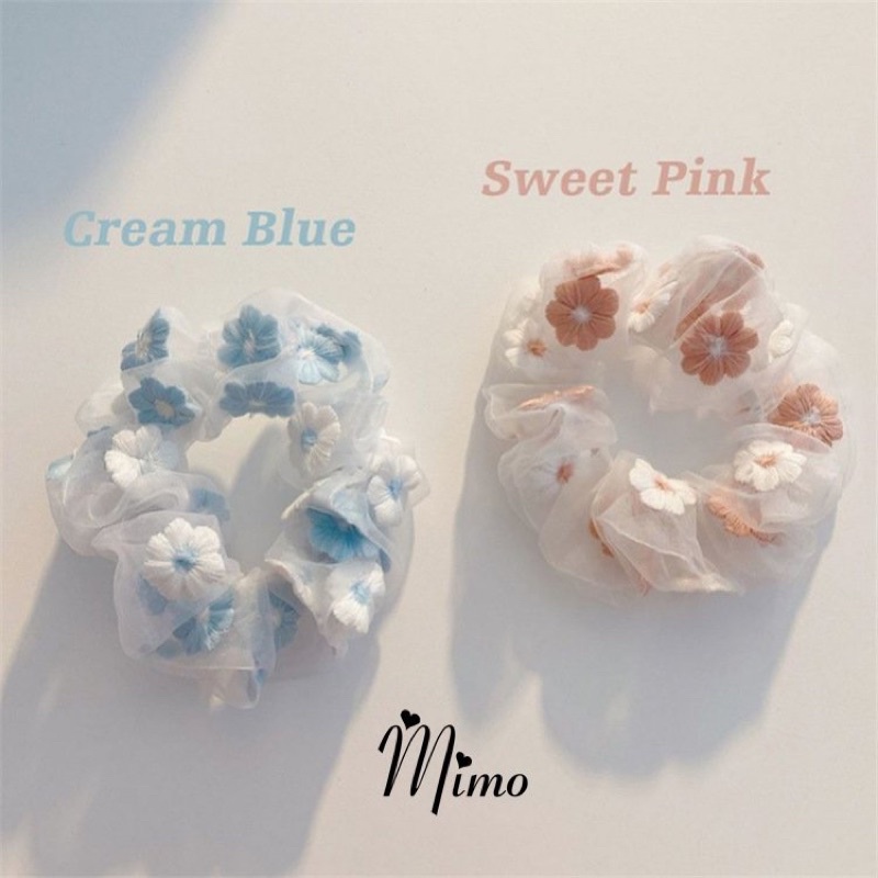 Dây Buộc Tóc Scrunchies hoa cúc dáiy(hoa thêu)