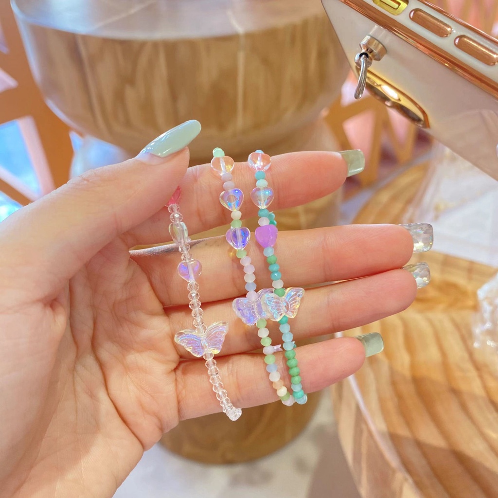 Vòng Tay Chuỗi Hạt Co Giãn Đính Mặt Hình Bướm Nhiều Màu Handmade Thời Trang Mùa Hè Cho Nữ