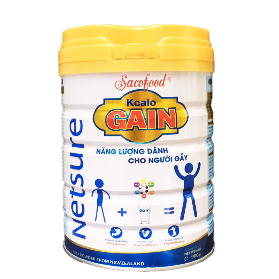 Sữa bột Netsure Kcalo Gain 900g giúp tăng cân hiệu quả cho người gầy