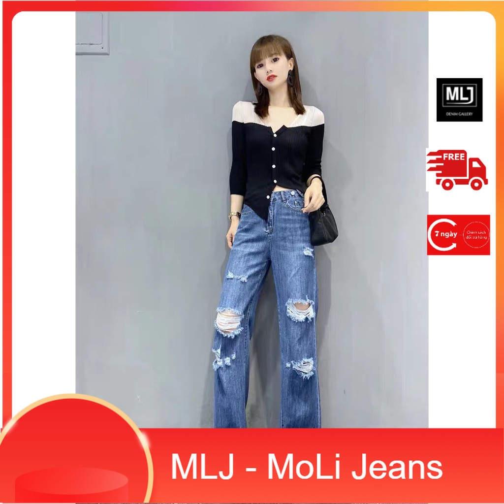 Quần jean baggy suông ống rộng rách đẹp BIG SIZE phom rộng to dài cực đẹp 3247 3766
