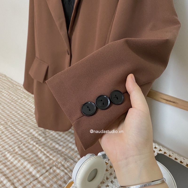 BLAZER HÀN QUỐC 2 LỚP LÓT DÀY DẶN (Hình thật/Có sẵn) - NÂU ĐÁ STUDIO.