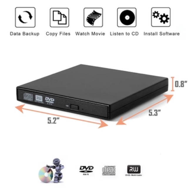 Ổ DVD/RW + Box gắn ngoài laptop, giao tiếp qua cỏng USB