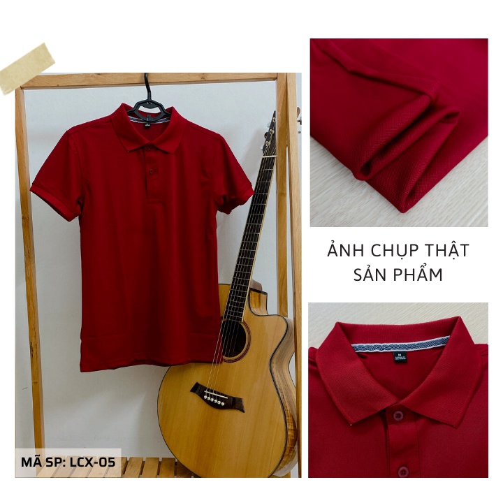 Áo POLO màu ĐỎ ĐÔ - Áo phông Trơn Nam Nữ,ngắn tay có cổ,vải cao cấp không xù,co dãn 4 chiều. Nhận IN ẤN theo yêu cầu