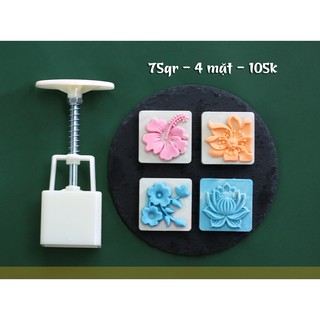 Khuôn trung thu lò xo mẫu hoa vuông 4 mặt - 75 gr