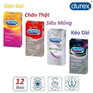 Combo 4 hộp Bao Cao Su Durex Pleasuremax 12s - Fetherlite Ultima 12s - Invisible Extra Lubricated 10s - Performa 12s - s