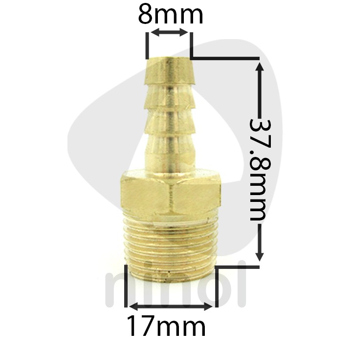 Đầu nối thau đuôi chuột ren ngoài 9.6-27mm nối ống