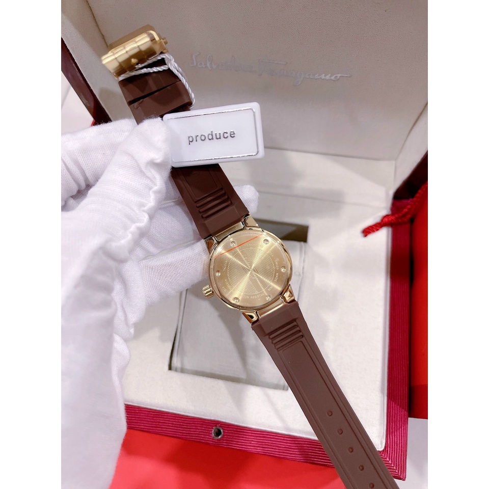 Bảo Hành 12 Tháng Đồng Hồ Cặp Đôi Nam Nữ Ferragamo F80 Dây Da Cao Su - Size 41mm - 33mm - Máy Quartz