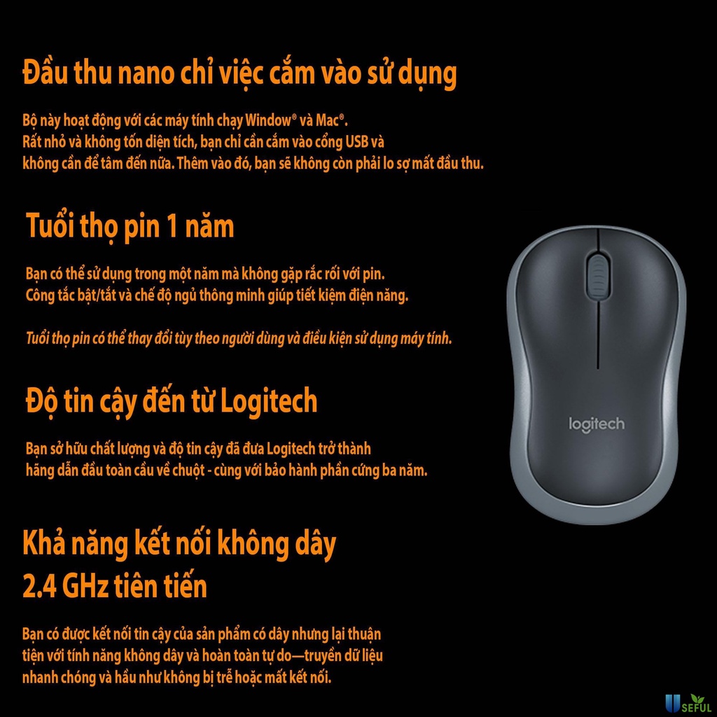 Chuột không dây Logitech dùng cho máy tính, laptop, chuột wireless nhỏ gọn tặng kèm miếng pad lót chuột - HAPOS