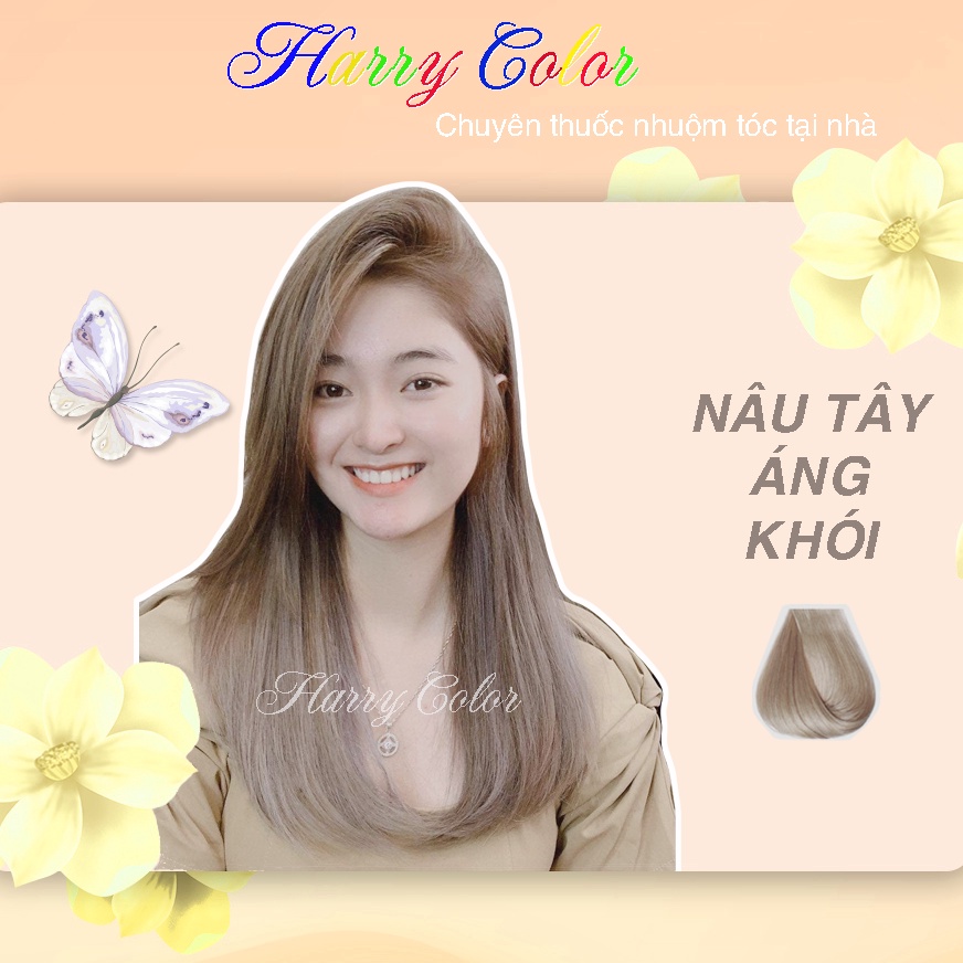 Thuốc nhuộm tóc Nâu tây áng khói💖 [dưỡng tóc]  [lên màu chuẩn] tự nhuộm tóc tại nhà tặng kèm Oxy trợ nhuộm và gang tay