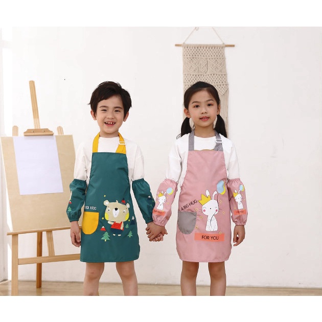 Tạp dề trẻ em chống thấm khi vẽ tranh, làm bếp cho bé 3-12 tuổi