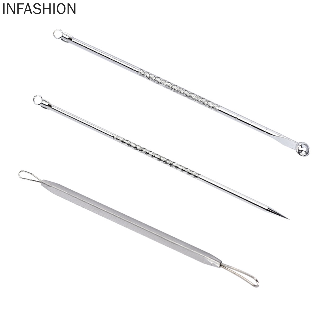 Set 3 dụng cụ nặn mụn đầu đen bằng thép không gỉ tiện dụng