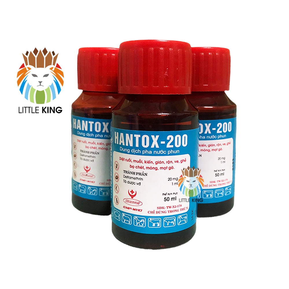 Thuốc diệt muỗi, diệt ruồi, diệt ve cho chó, thú nuôi Hantox 200 50ml, thuốc xịt muỗi, xịt ruồi trong nhà và chuồng trại