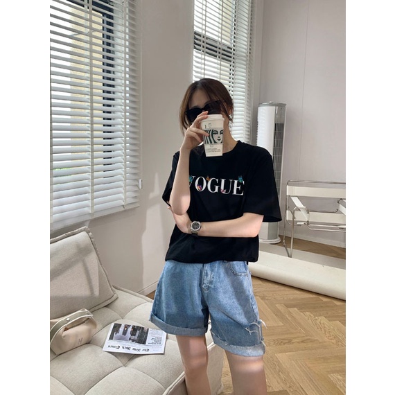 Áo phông nữ VOUGE form rộng đẹp tay lỡ oversize, áo thun unisex tay lỡ hàn quốc cotton basic tee | BigBuy360 - bigbuy360.vn