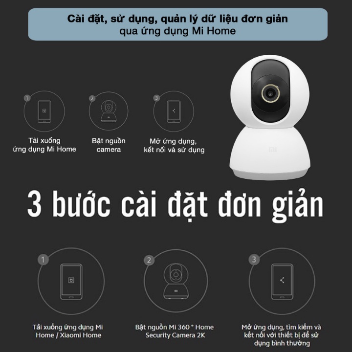 Camera IP Mi Home 360 Độ 2K Xiaomi - Camera An Ninh Săc Nét - Camera Xiaomi Hàng Chính Hãng