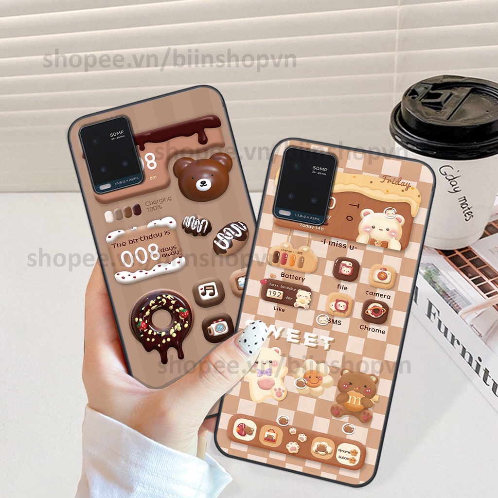 Ốp Vivo Y21 / Y21s / Y33s / T1x in hình gấu chocolate kẹo ngọt siêu đẹp siêu xinh