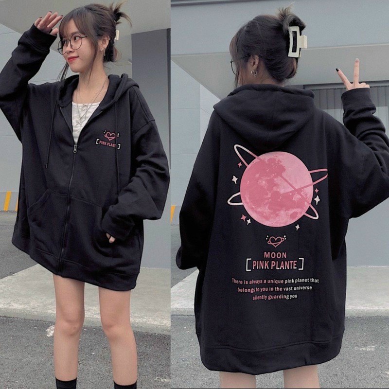 Áo khoác nỉ ❤️ áo Hoodie Dây Kéo PINK PLANTE form rộng Unisex nam nữ trần bông 2 lớp trẻ trung Guvia