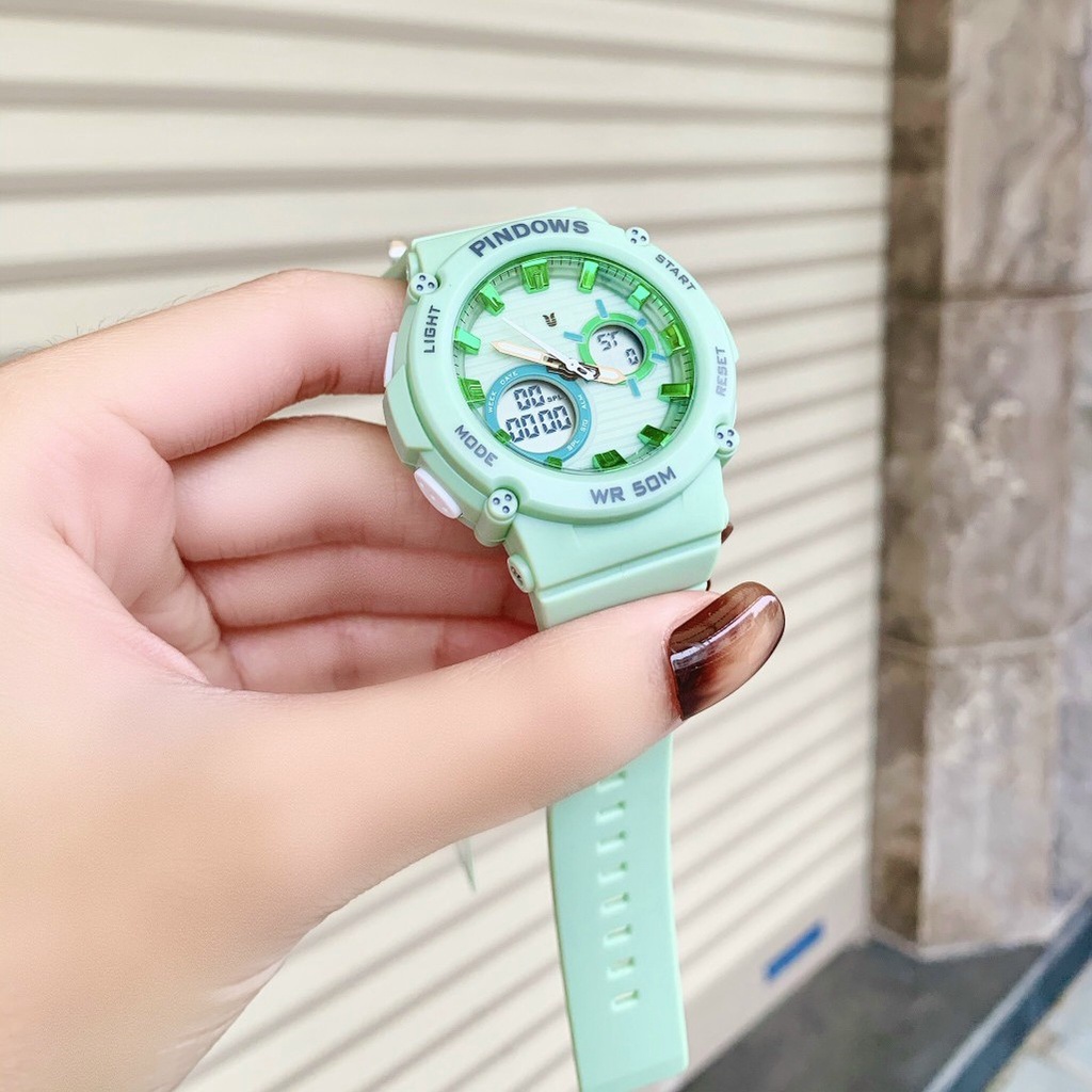 Đồng hồ thể thao nam nữ dây nhựa chính hãng thời trang mặt tròn, chống nước Pindows PD-622