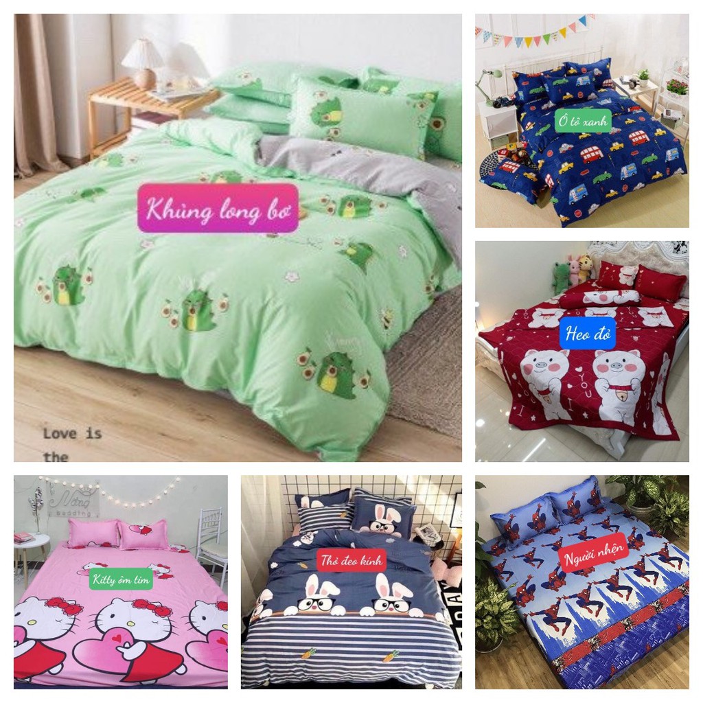 Drap ga trải giường bo chun 1m5x2m,có chọn mẫu hcm khủng long bơ