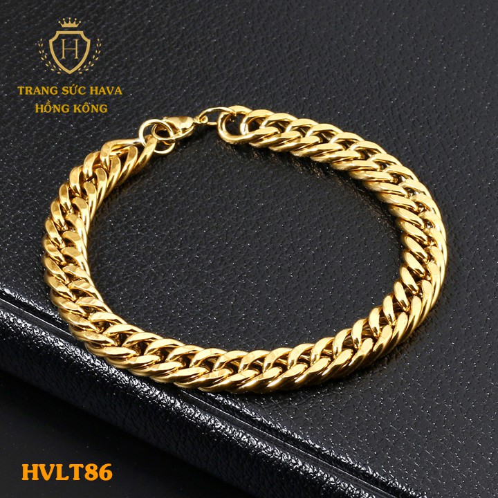 Lắc Tay Nam, Vòng Tay Nữ Trơn Xi Mạ Vàng Non Cao Cấp - Trang Sức Hava Hong Kong - HVLT86