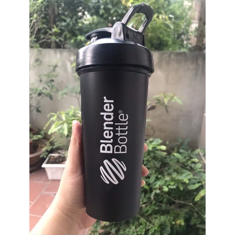 Bình Nước Tập Gym 600ml - Bình lắc shaker BLENDER có con lăc lò so