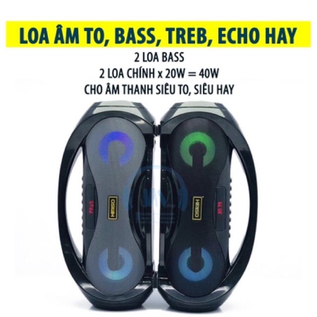 Loa Bluetooth Karaoke Kimiso S2 (Đen) Tặng Kèm 1 Mic Hát Có Dây Cắm Trực Tiếp, Siêu Bass Không Dây, Đèn Led Sống Động