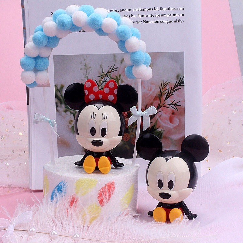 1 Cặp Chuột Mickey Và minnie Trang Trí Bánh Kem