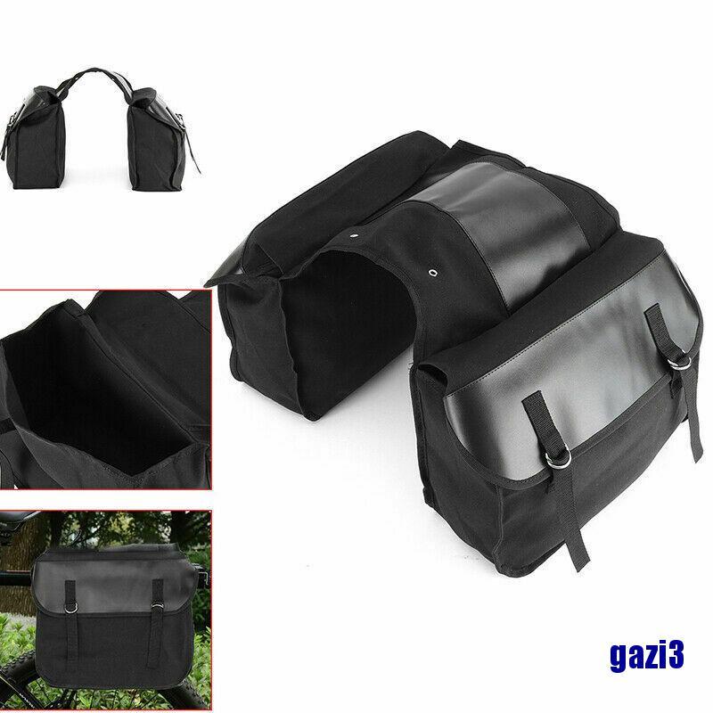 Túi gắn yên xe máy vải canvas màu đen chống thấm nước sức chứa lớn tiện dụng