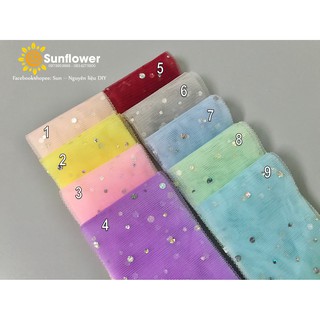 Ruy băng voan lưới gắn kim sa tròn