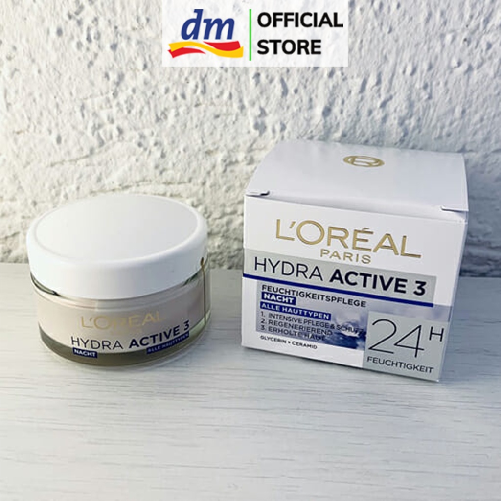 Kem dưỡng da LOREAL dưỡng ẩm ban đêm phục hồi da hydra active đức 50 ml