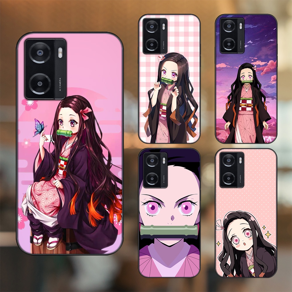 Ốp lưng Oppo A57 4G viền đen in hình Nezuko Kimetsu no Yaiba