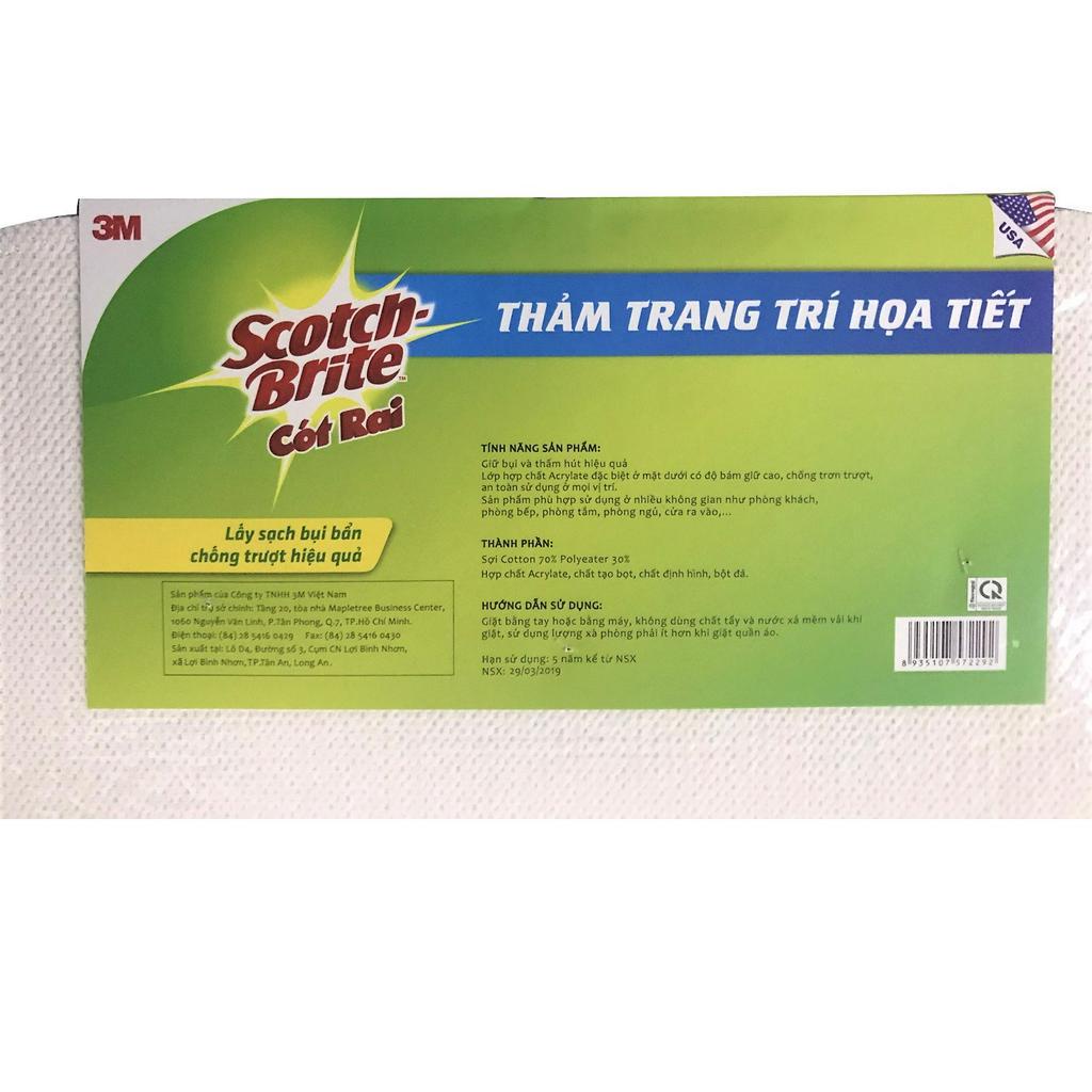 Thảm chống trượt cao cấp Scotch Brite 3M 40x60cm đa năng, lấy bụi hiệu quả, thấm hút nước tốt, hoạ tiết đường cong