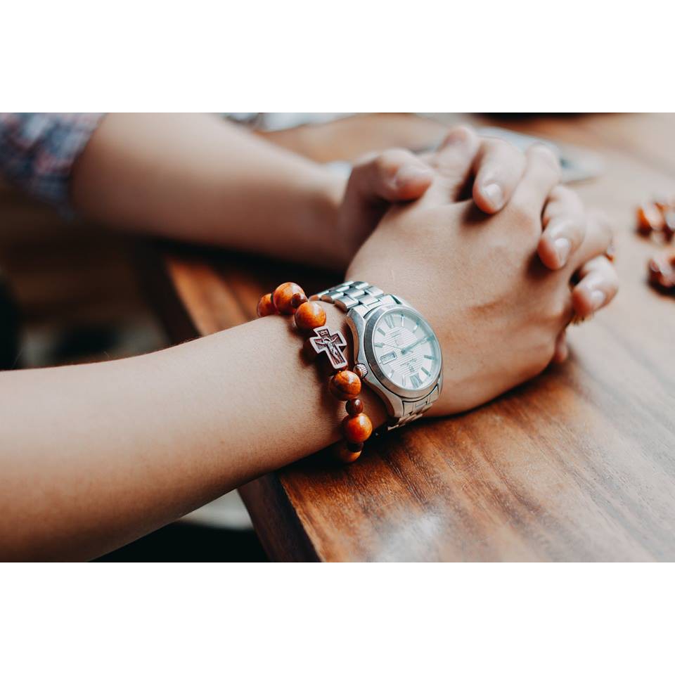 Chuỗi Mân Côi Tràng Hạt Đeo Tay Gỗ Huyết Long Đẹp Đủ Size Nam & Nữ, Đeo Đôi