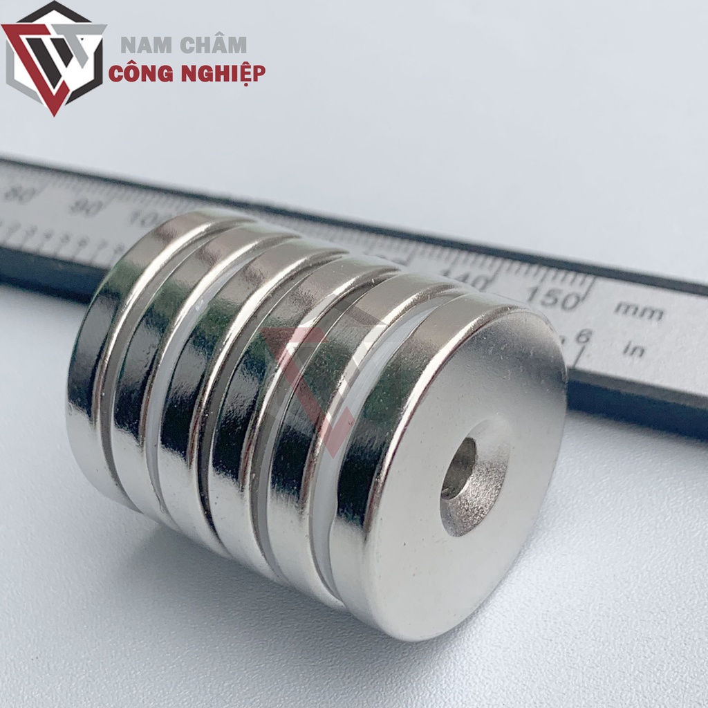Nam châm tròn 30x5mm lỗ 5mm nam châm đất hiếm giá rẻ siêu mạnh