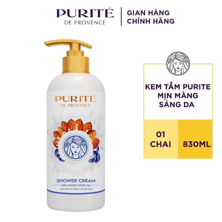 Kem tắm Purité mịn màng sáng da 830ml