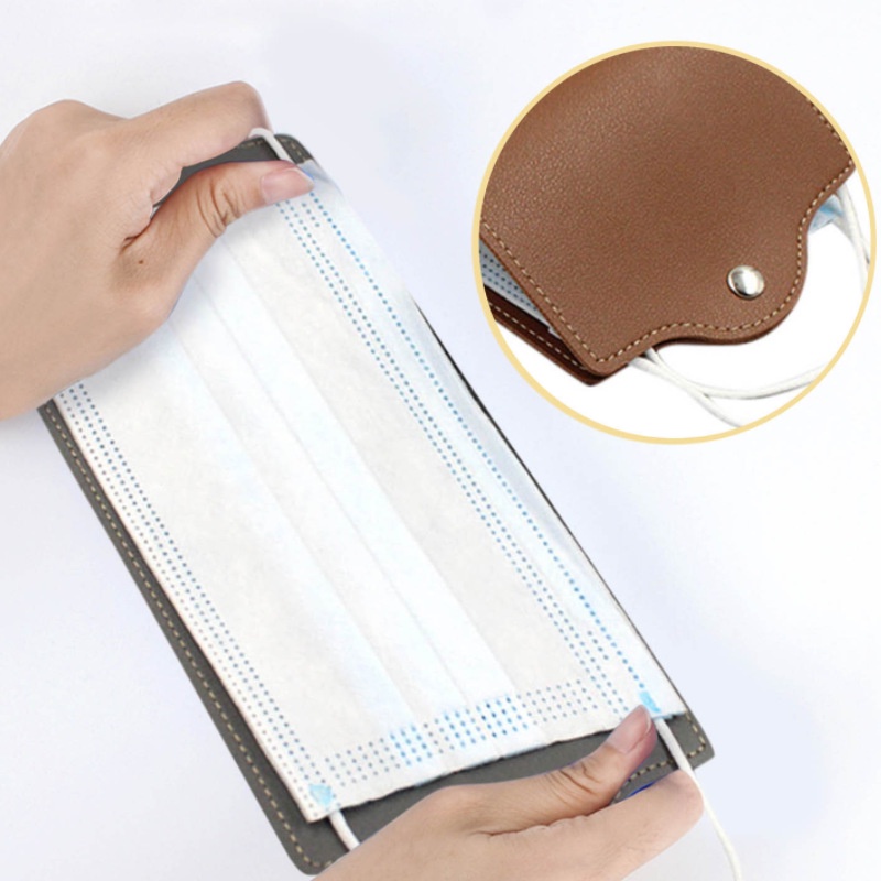 Túi Da Đựng Khẩu Trang Hai Mặt Chống Ô Nhiễm Chống Bụi Có Thể Gấp Gọn Tiện Lợi Ốp