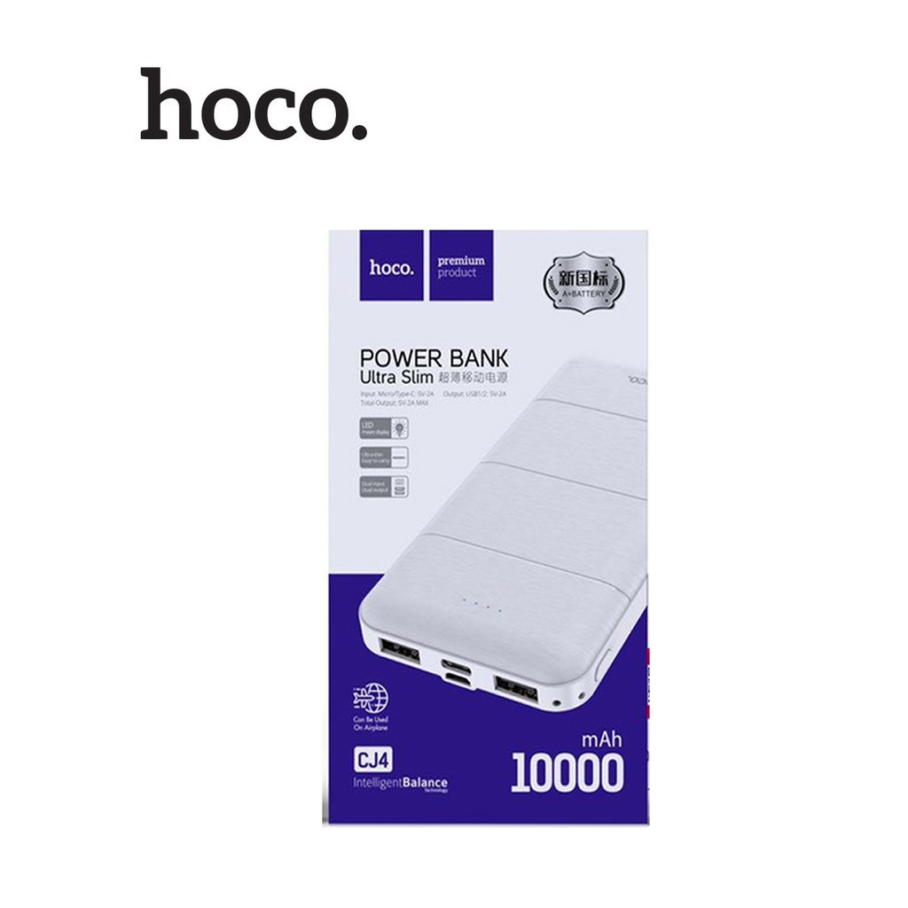 Pin dự phòng Hoco CJ4 đèn LED báo sạc 2 cổng USB và Type-C dung lượng 10000mAh