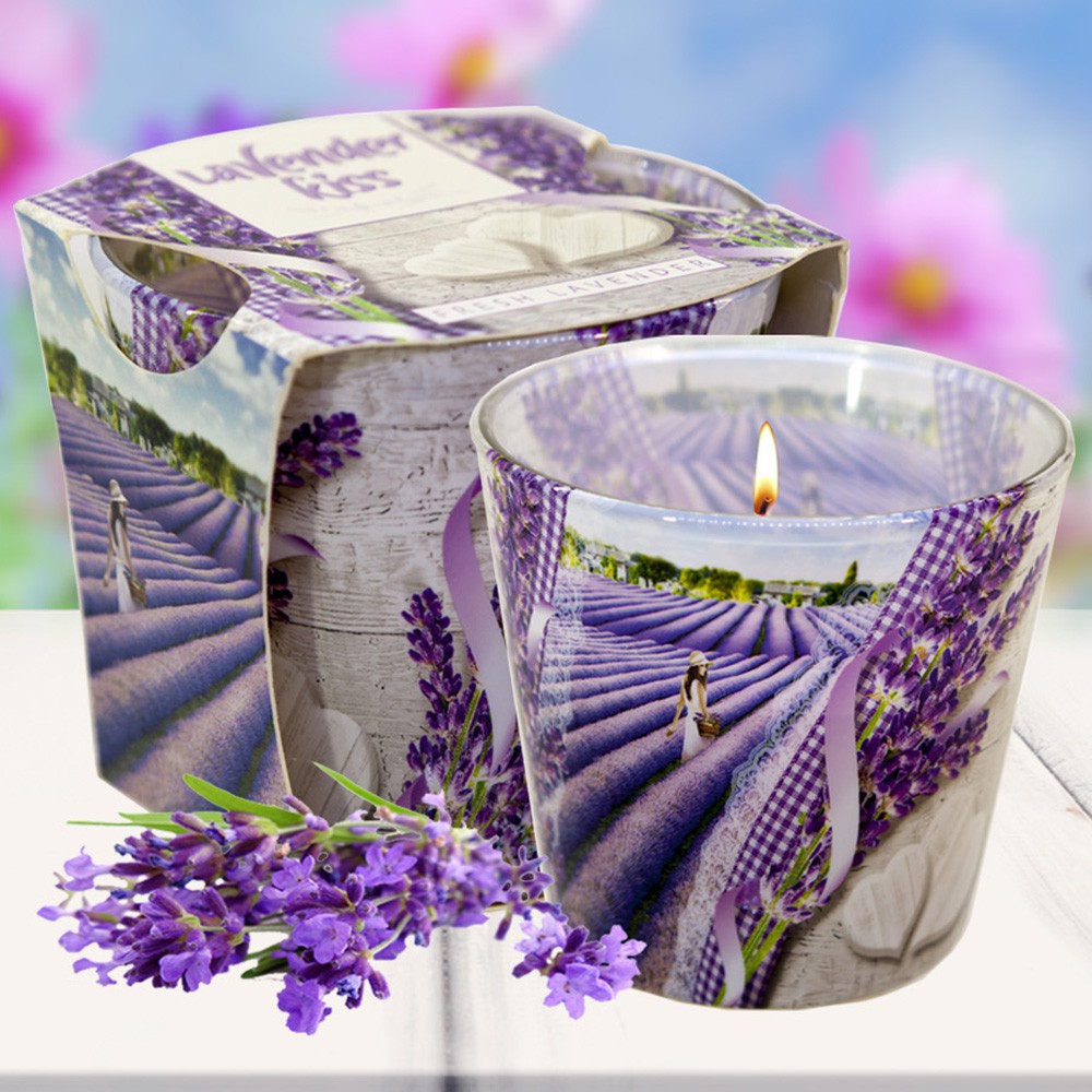 Ly nến thơm tinh dầu Bartek Lavender Kiss 115g - nụ hoa oải hương, thơm phòng, khử mùi