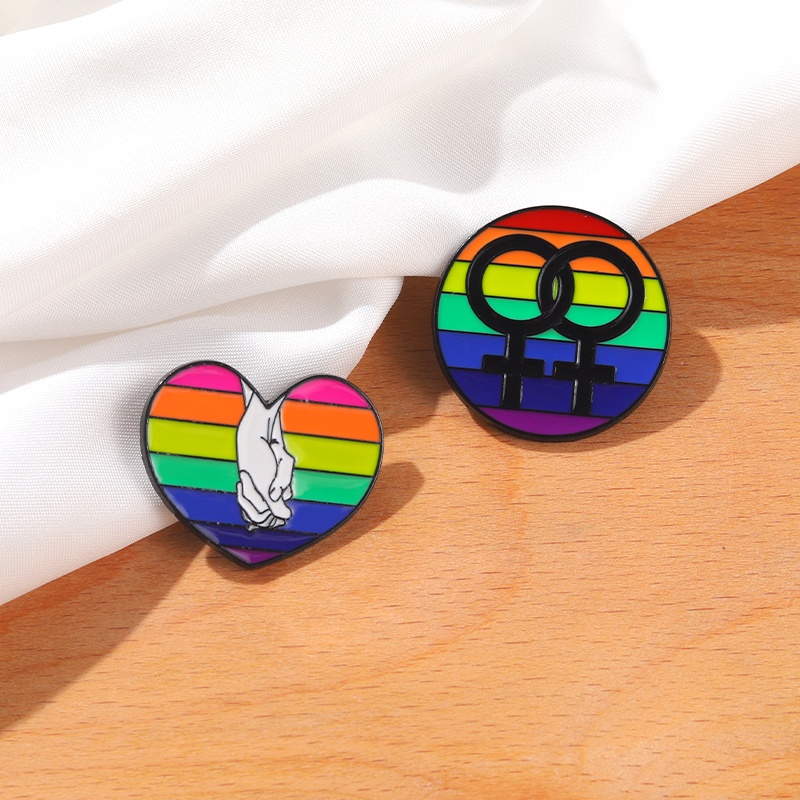 Ghim cài áo QIHE JEWELRY hình trái tim bàn tay biểu tượng LGBT thời trang