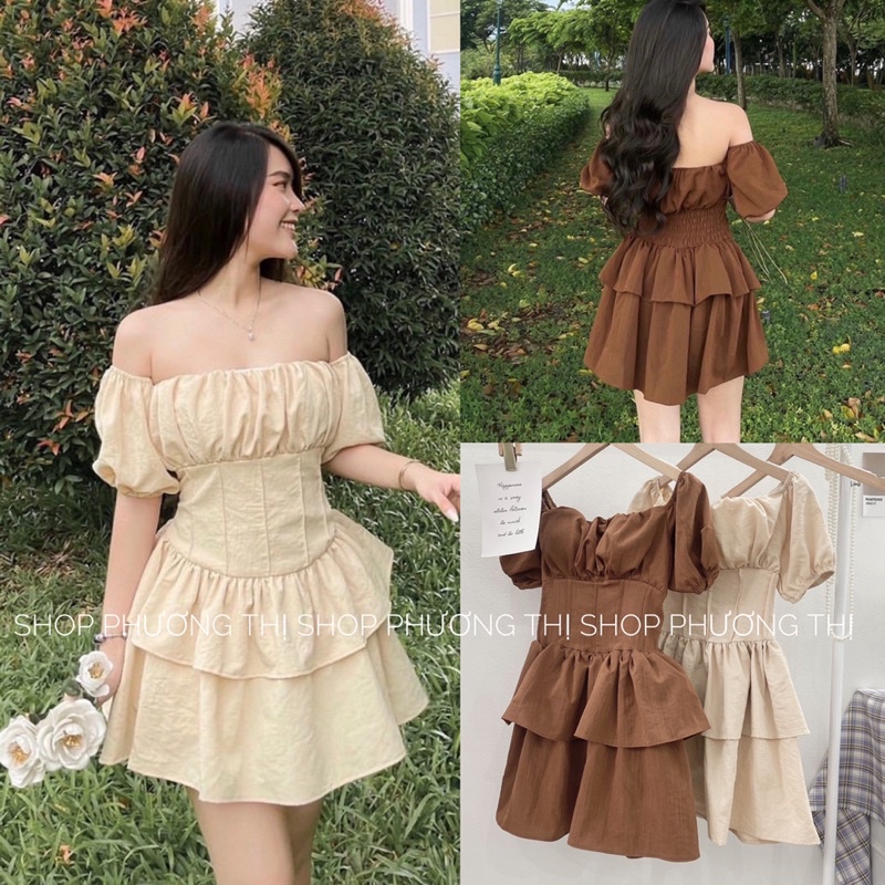 VÁY THIẾT KẾ XẾP LI NGỰC CHẤT ĐŨI XƯỚC XẾP BÈO TẦNG (hàng sẵn)