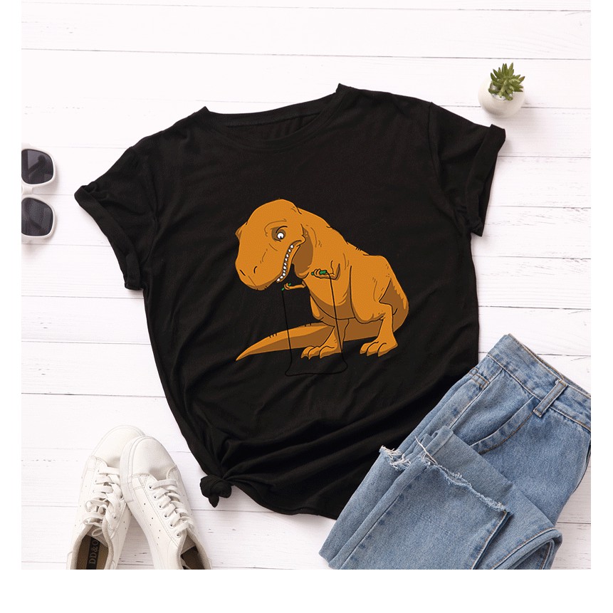 Áo thun phông nam nữ form rộng Familylove - Mẫu áo Unisex Khung long nhảy dây chất Cotton 100% cao cấp