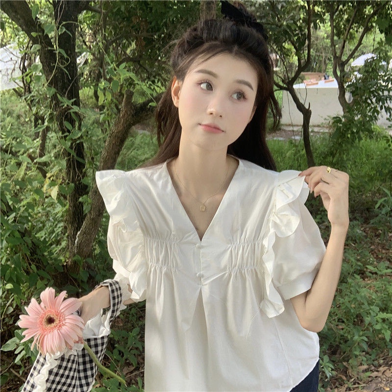 Áo Thun Tay Ngắn Màu Trơn Dáng Rộng Phong Cách Hàn Quốc Dễ Thương