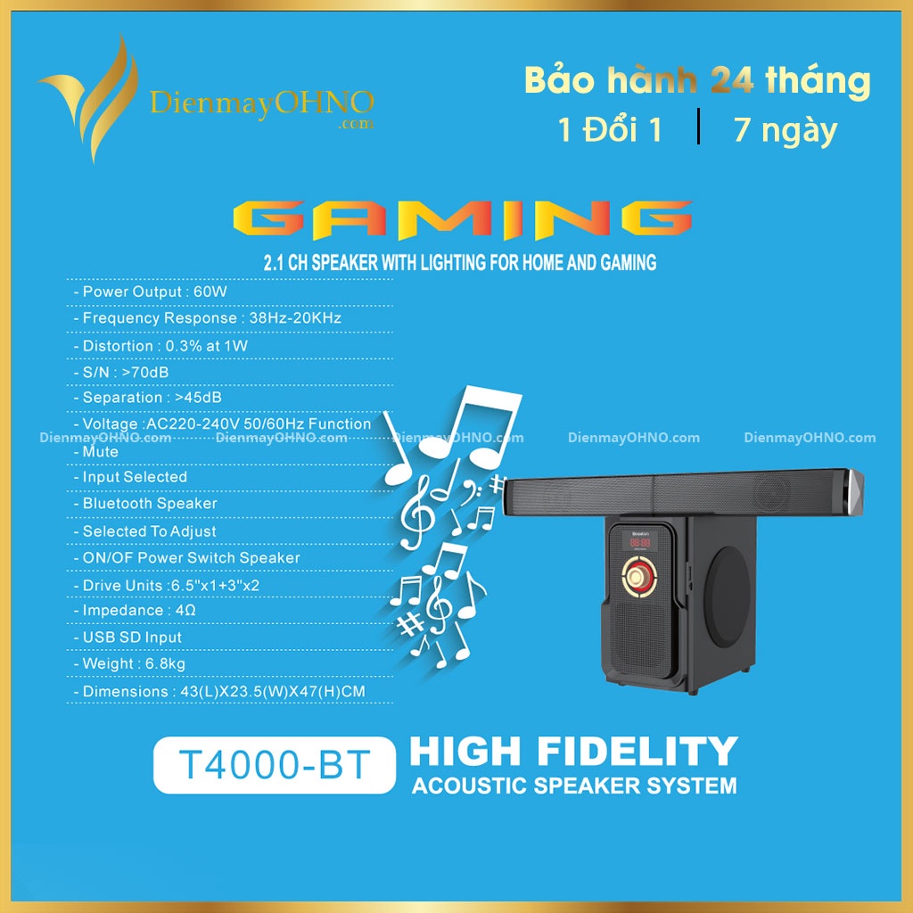Loa Máy Tính Để Bàn Bosston T4000 Chính Hãng Loa Vi Tính PC Bluetooth Bosston Bass mạnh Công Suất Lớn - Điện Máy OHNO