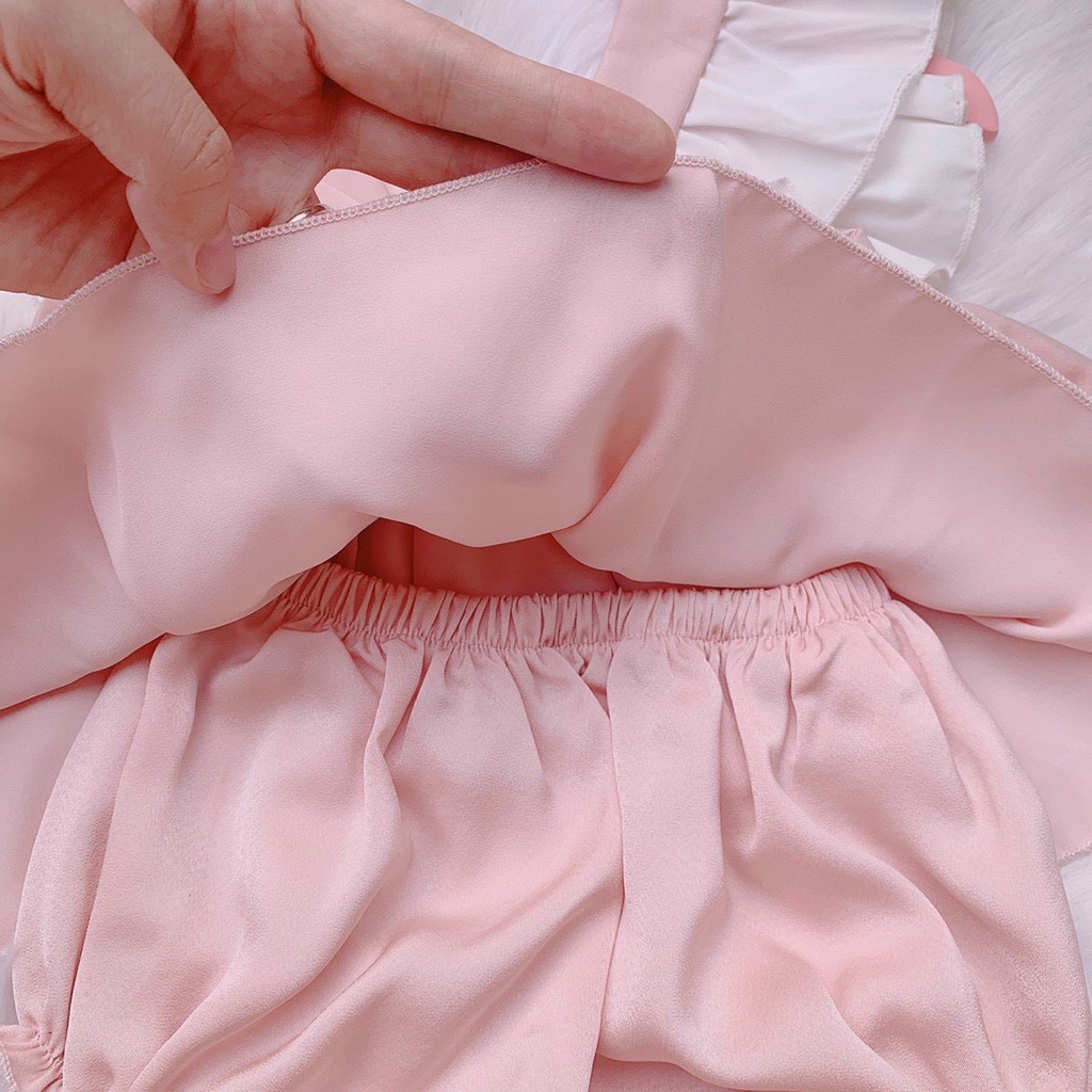 Bộ quần áo hè  bé gái dễ thương 🍉 [FREESHIP] 🍉 Như Ý House- sét bộ lụa hồng