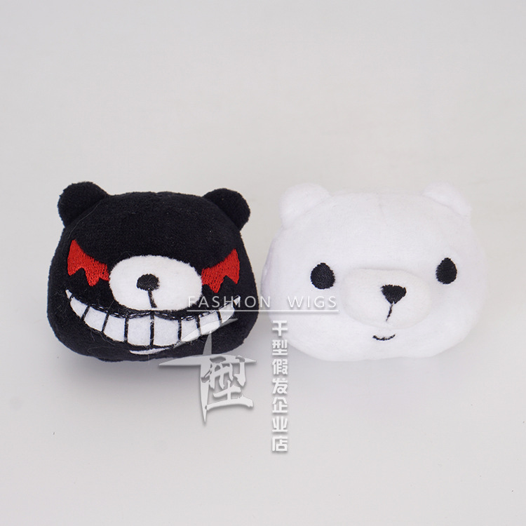 Danganronpa: Trigger Happy Havoc Enoshima Junko Cos Headdress Black White Bear Hairpin Anime Game Peripheral Hair Accessory