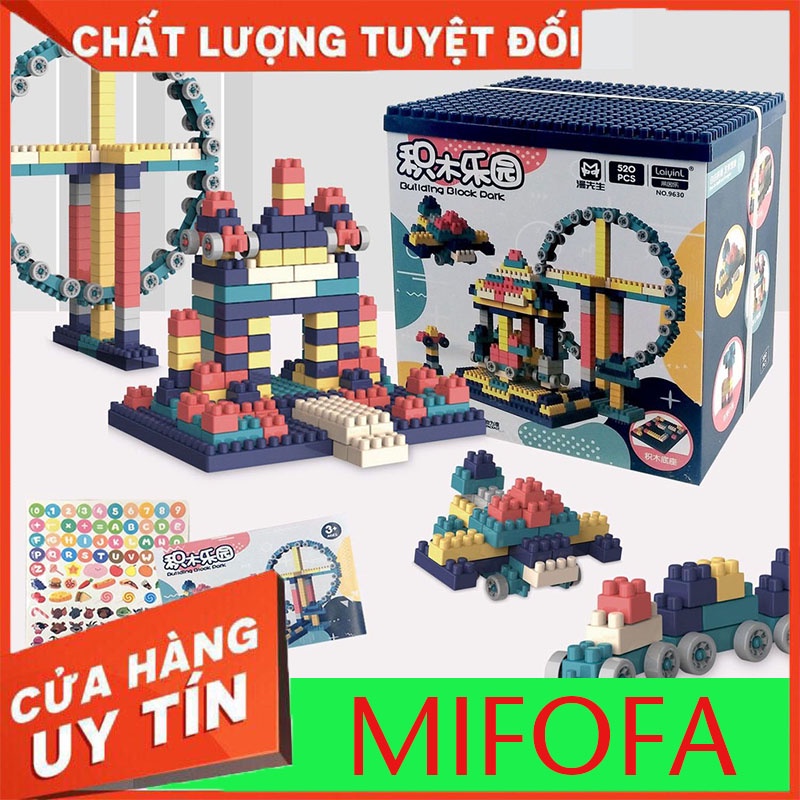 Hộp lego xếp hình 520 chi tiết CAO CẤP không phai màu- Đồ chơi lắp ráp cho bé, trẻ em phát triển tư duy