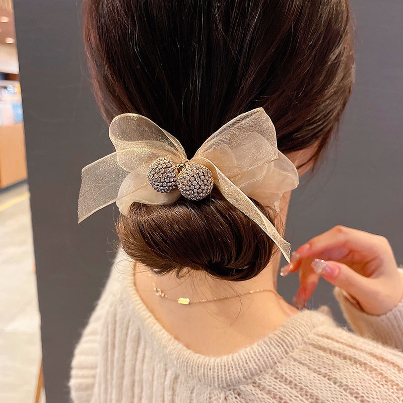 Dây Cột Tóc Cao Su Bản Lớn Đính Đá Cao Cấp 2022 Sang Trọng Thanh Lịch Cho Nữ