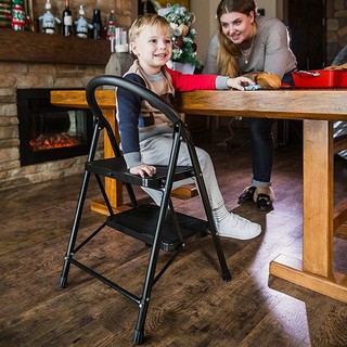 Thang Ghế Xếp 2 Bậc Bàn Đạp Bằng Thép Có Lớp Chống Trượt Và Tay Vịn Chịu Tải 150kg An Toàn Với Trẻ Em -[ BH 12Tháng ]