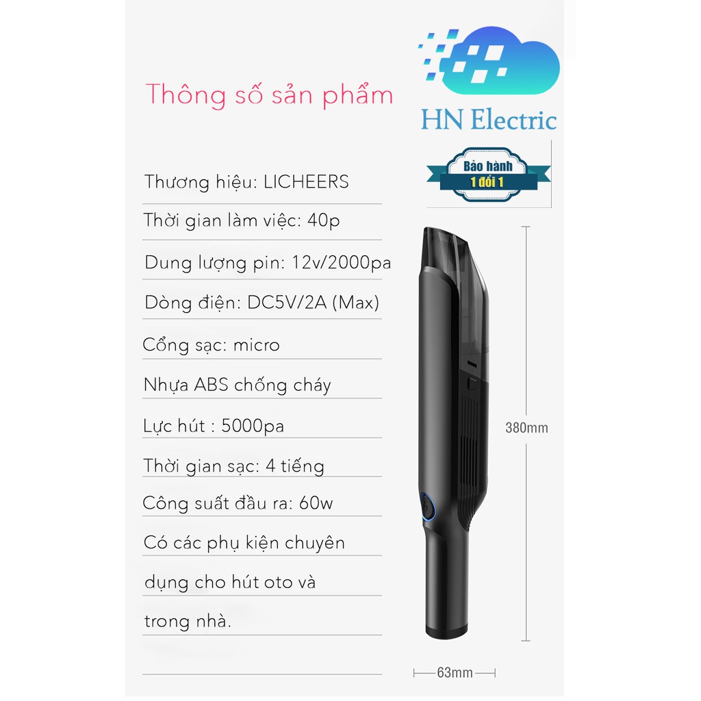 Máy hút bụi_Máy hút bụi trên ô tô thế hệ mới thiết kế sang trọng mạnh mẽ lực hút lên đến 5000pa !! | BigBuy360 - bigbuy360.vn