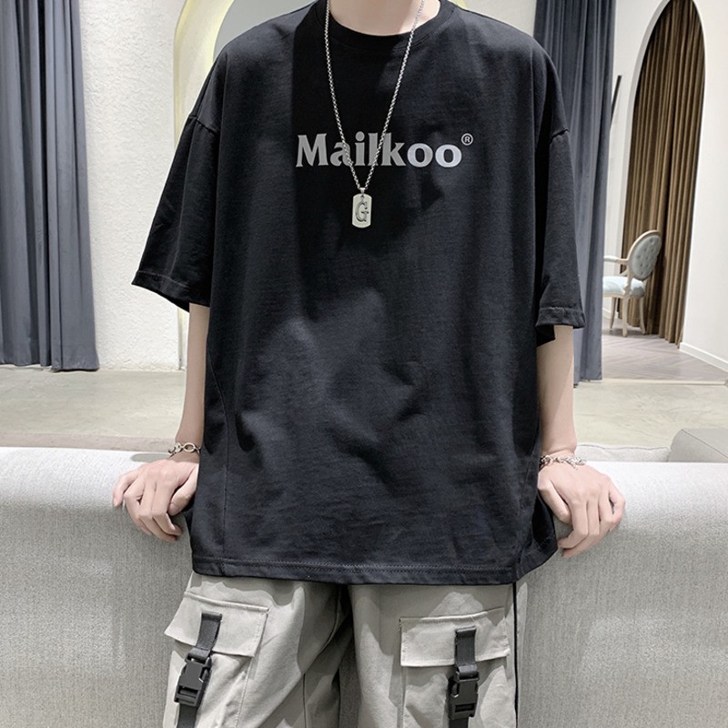 Áo thun tay lỡ nam nữ unisex MAILKOO basic tee phông form rộng oversize 2 màu trắng và đen cotton dáng xuông A101