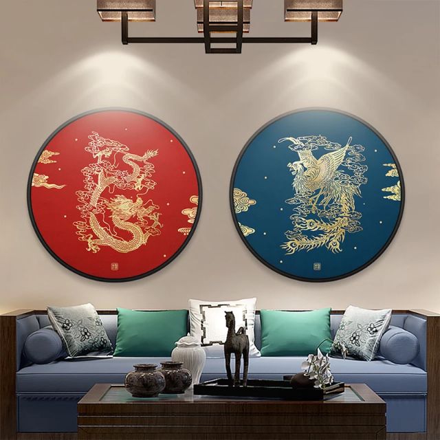 Tranh thêu chữ thập long phụng  chỉ lụa